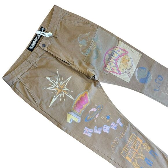 Billionaire Boys Club Tan Wordly Stenciled Flat Front Chinos size 40 - Picture 6 of 10